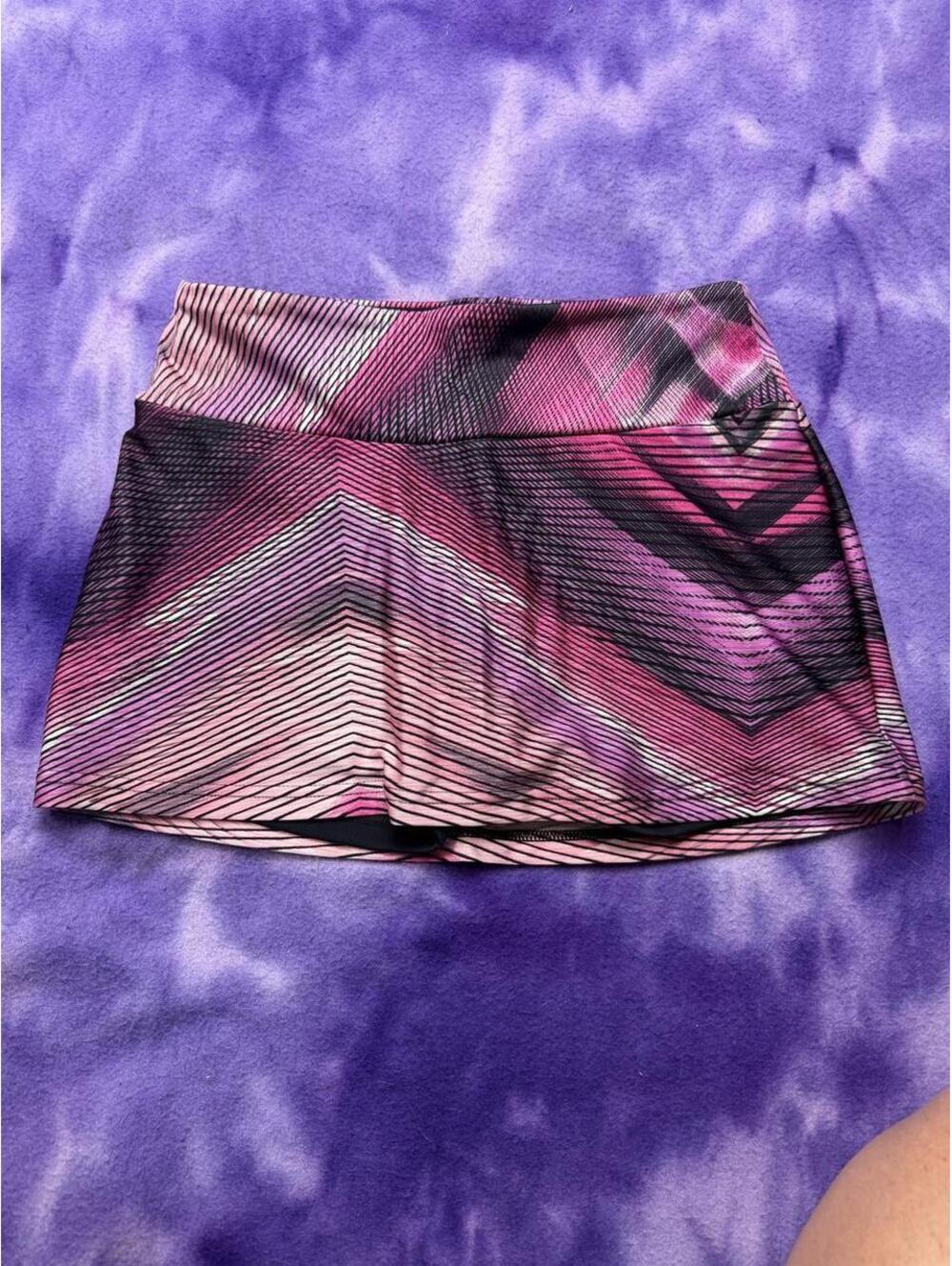 Y2k Pink tonal stripe pattern vtg gym skort